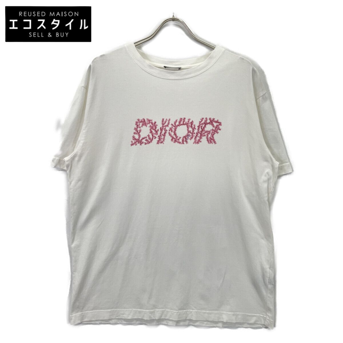 DIOR ディオール ホワイト×ピンク ロゴ 半袖Tシャツ 24ss L-通販・正規 