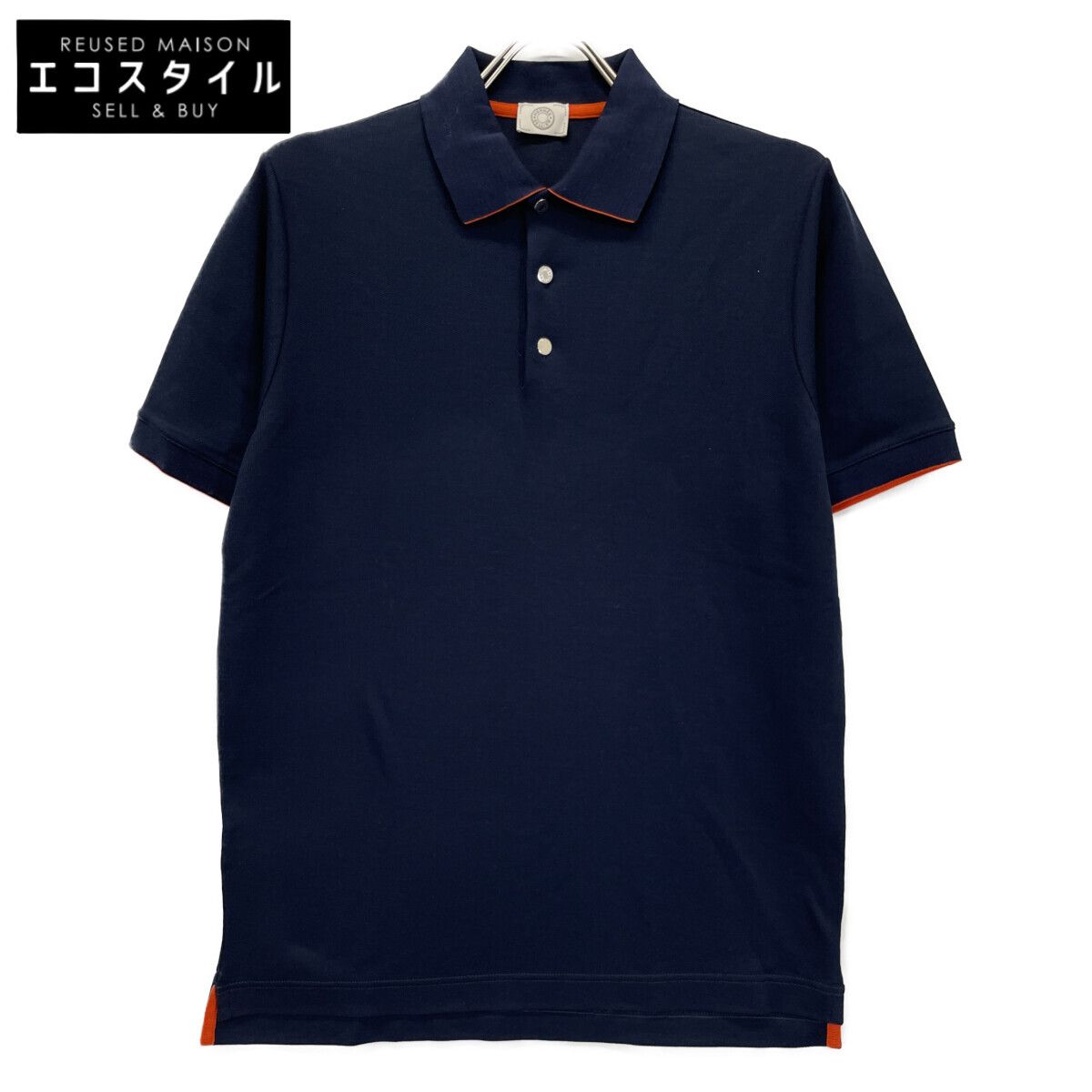 HERMES　エルメス　ネイビー セリエ 半袖ポロシャツ　M
