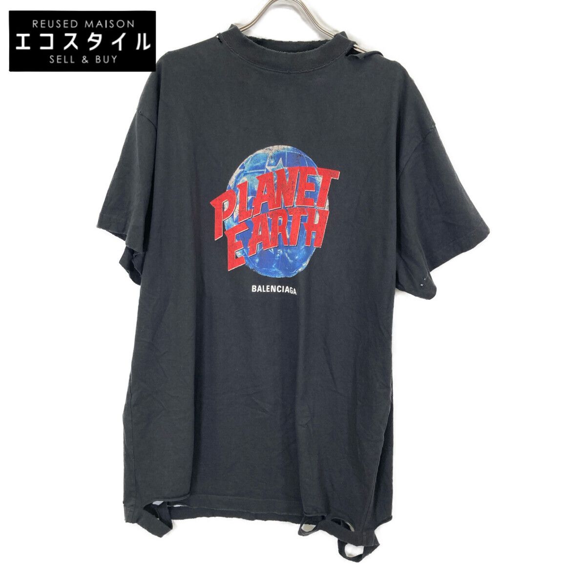 BALENCIAGA　バレンシアガ　787349 プラネットアース クラッシュ加工 オーバーTシャツ　L