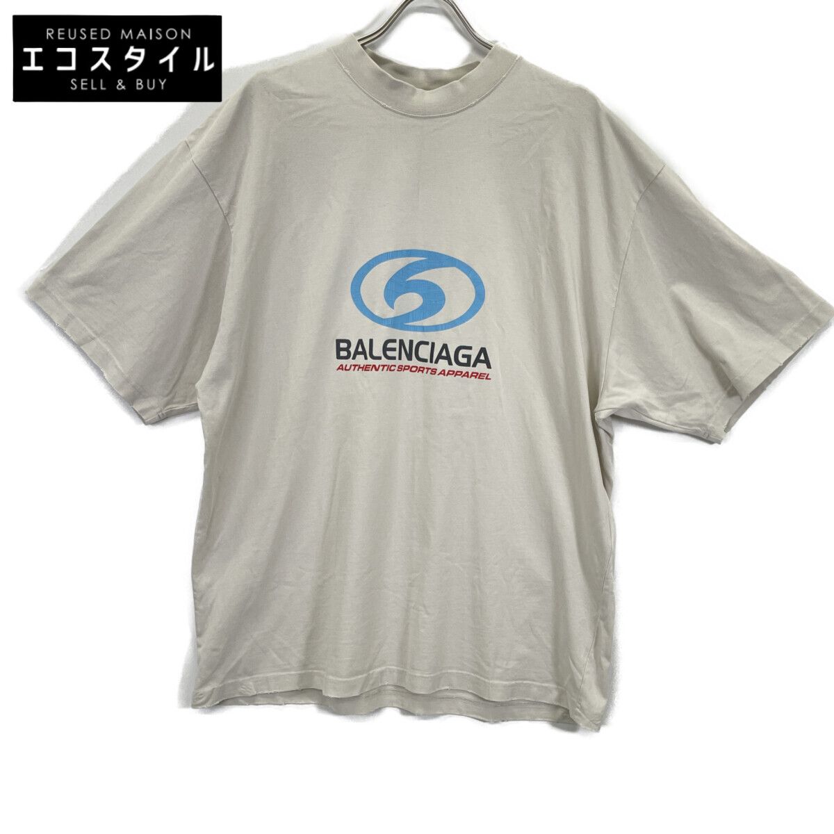 BALENCIAGA　バレンシアガ　764235 アイボリー ヴィンテージ加工 24SS SURFER MEDIUM FIT TEE　L