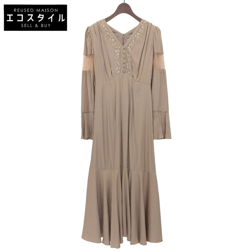 AMERI　アメリ　FLARE SATIN DRESS ワンピース レディース ベージュ S　S