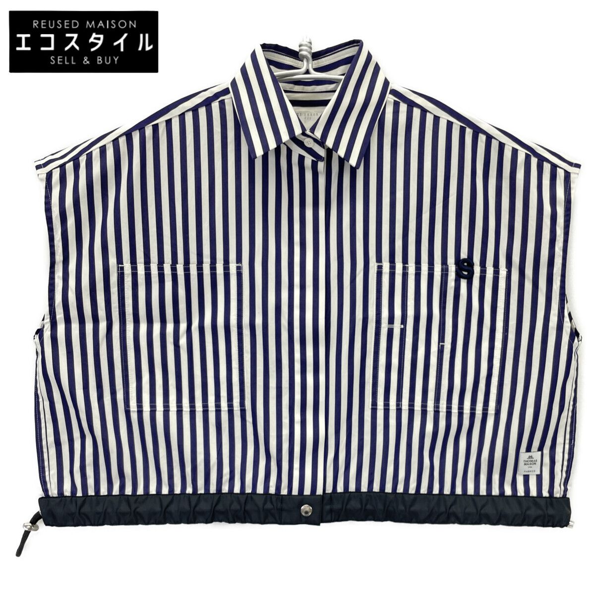 sacai　サカイ　23-06505 23SS ブルー×ホワイト Thomas Mason ストライプショートスリーブシャツ　1