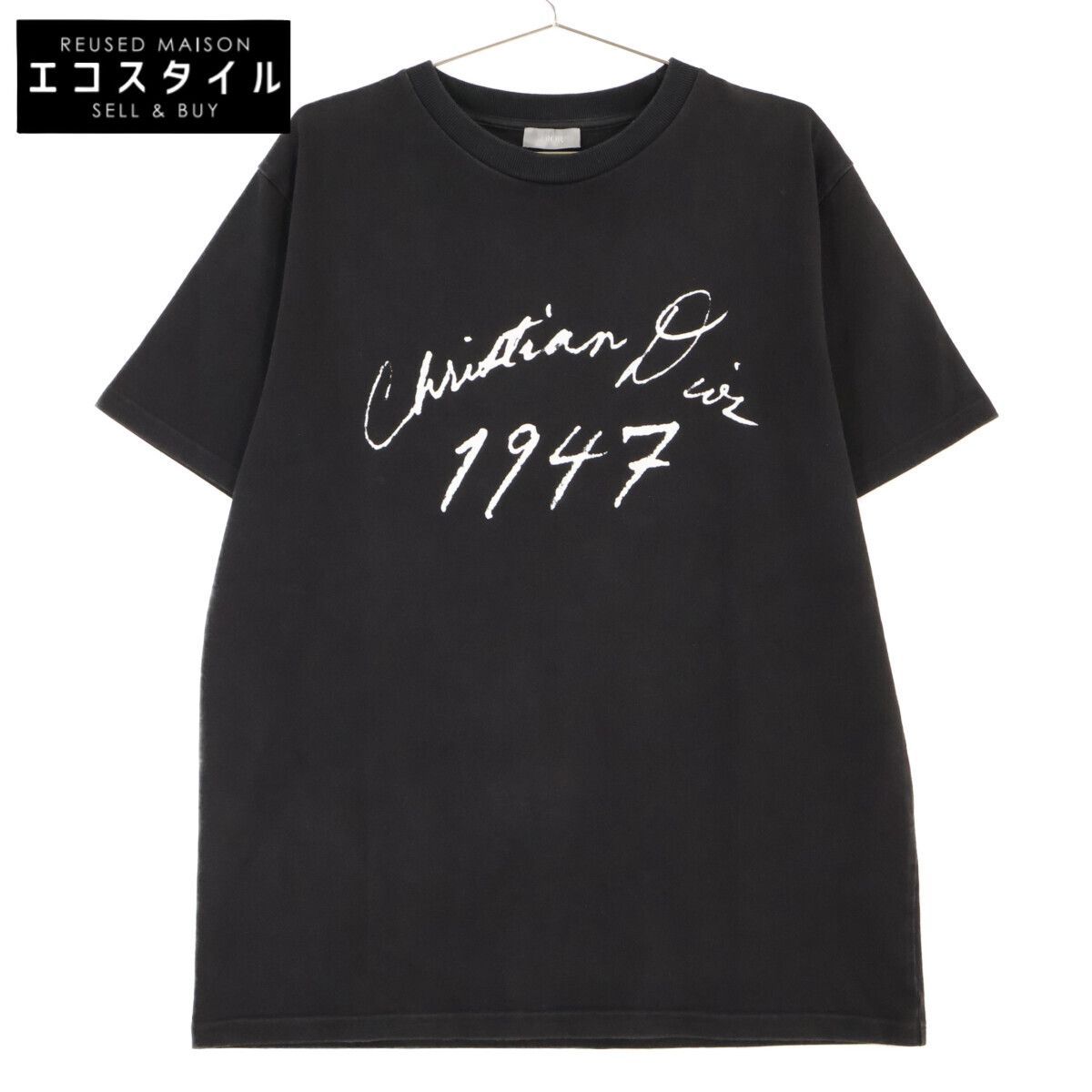 DIOR　ディオール　ブラック 1947 ハンドゥリトゥンTシャツ　L