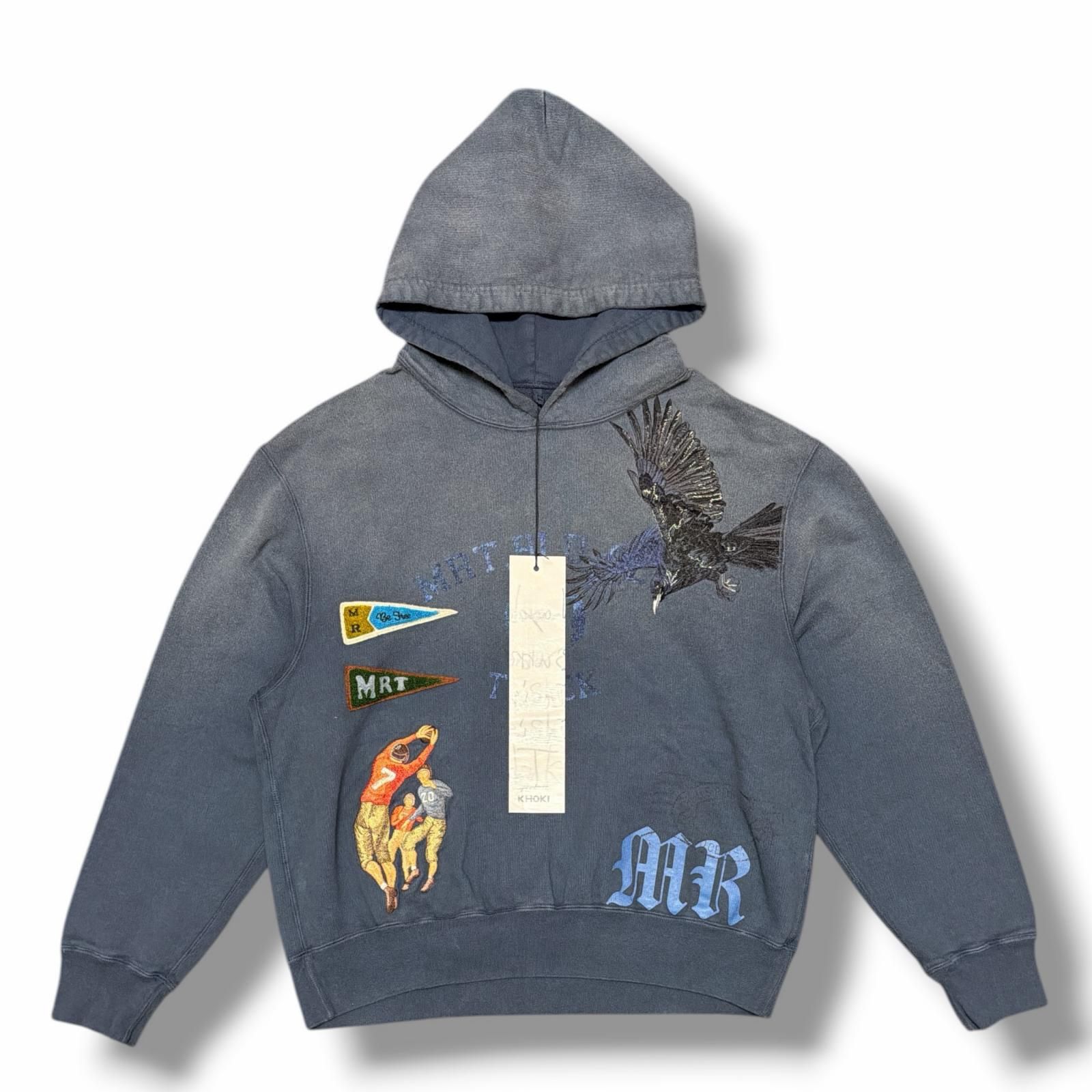 参考上代79200円 未使用 KHOKI 25SS Vintage-effect hoodie ヴィンテージエフェクトフーディー スウェットパーカー コッキ 25ss-t-02-v ネイビー 2 （15473M） 参考上代79200円 未使用 KHOKI 25SS Vintage-effect hoodie