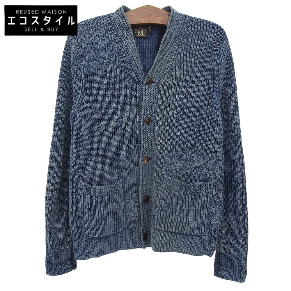 RRL ダブルアールエル インディゴ 本藍染め コットン ロングスリーブ カーディガン メンズ ブルー M M