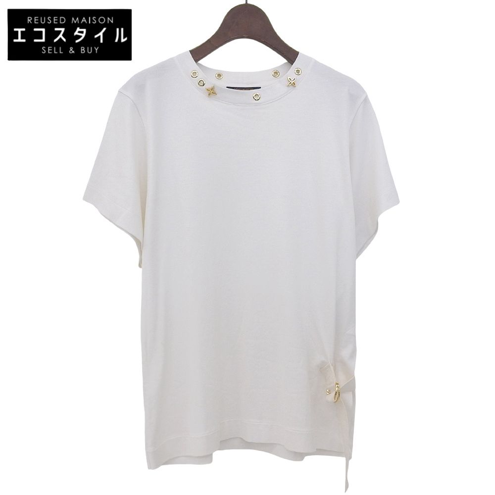 LOUIS VUITTON　ルイヴィトン　美品 サイドストラップ 半袖Tシャツ コットン トップス レディース ホワイト S RW191W　S