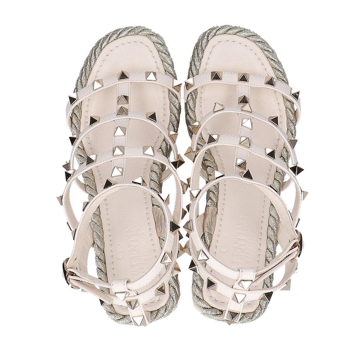 Valentino Garavani　ヴァレンティノガラヴァーニ　【美品】ロックスタッズ カーフスキン ストラップウェッジ　34