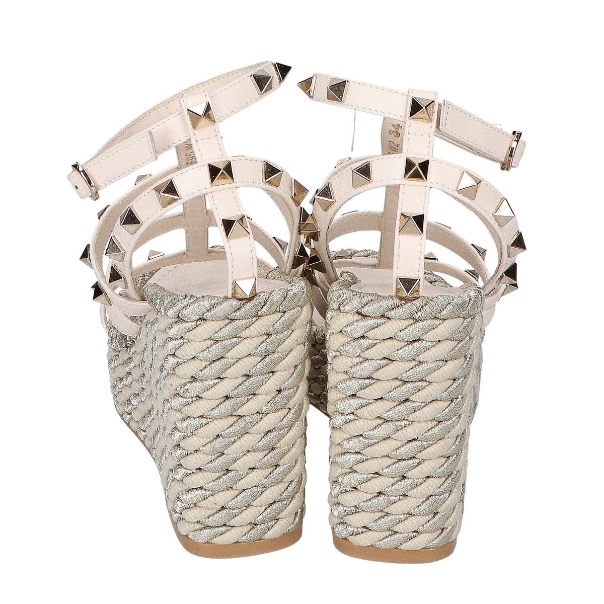 Valentino Garavani　ヴァレンティノガラヴァーニ　【美品】ロックスタッズ カーフスキン ストラップウェッジ　34