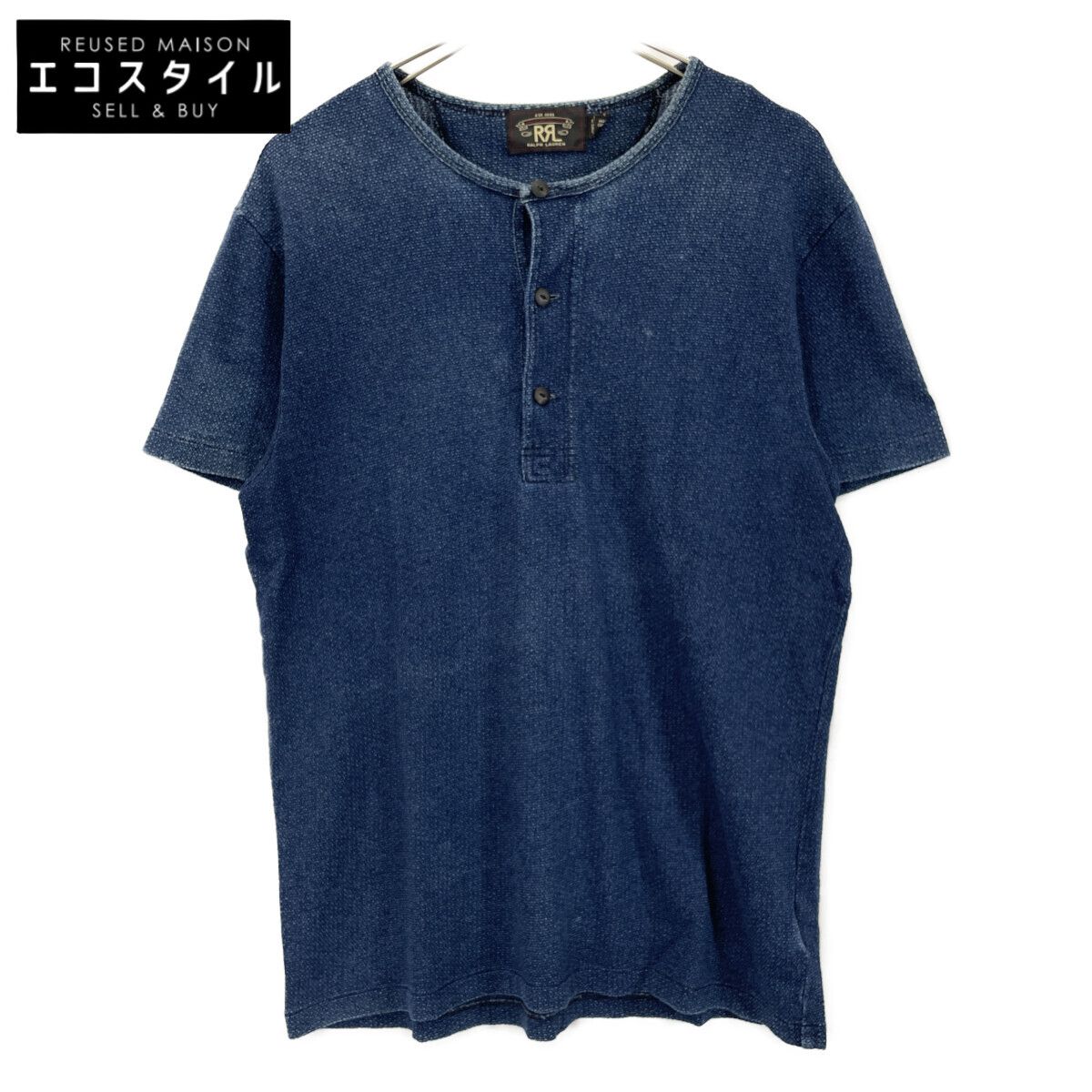 RRL　ダブルアールエル　インディゴ ヘンリーネック カットソー　M