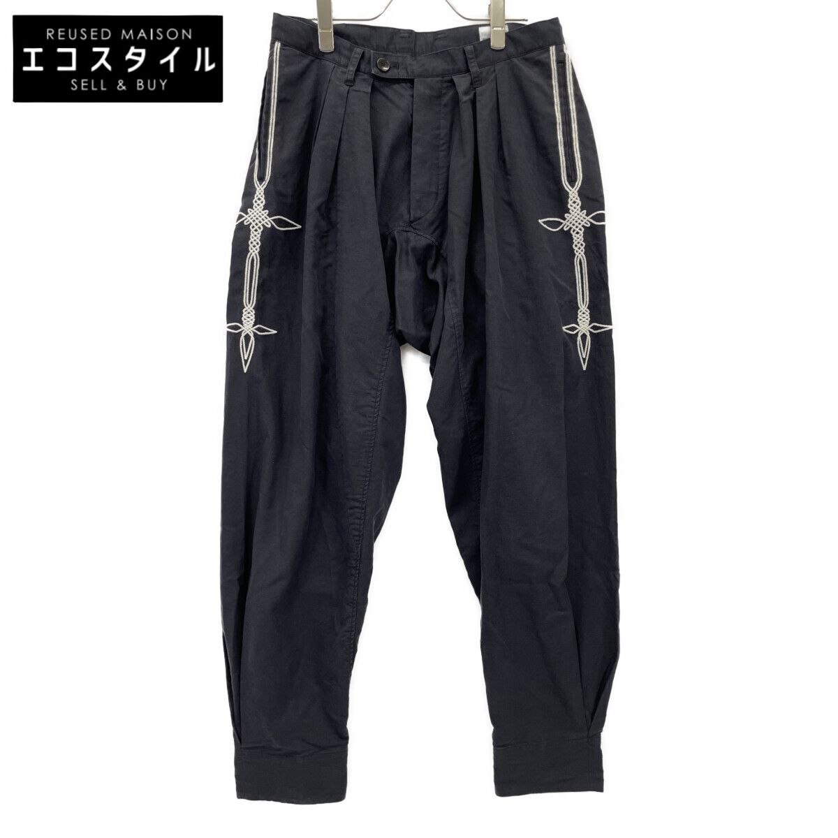 VERYTAGE　ベリーテイジ　ブラック×ホワイト リネン混 ZWIDER embroidery　2