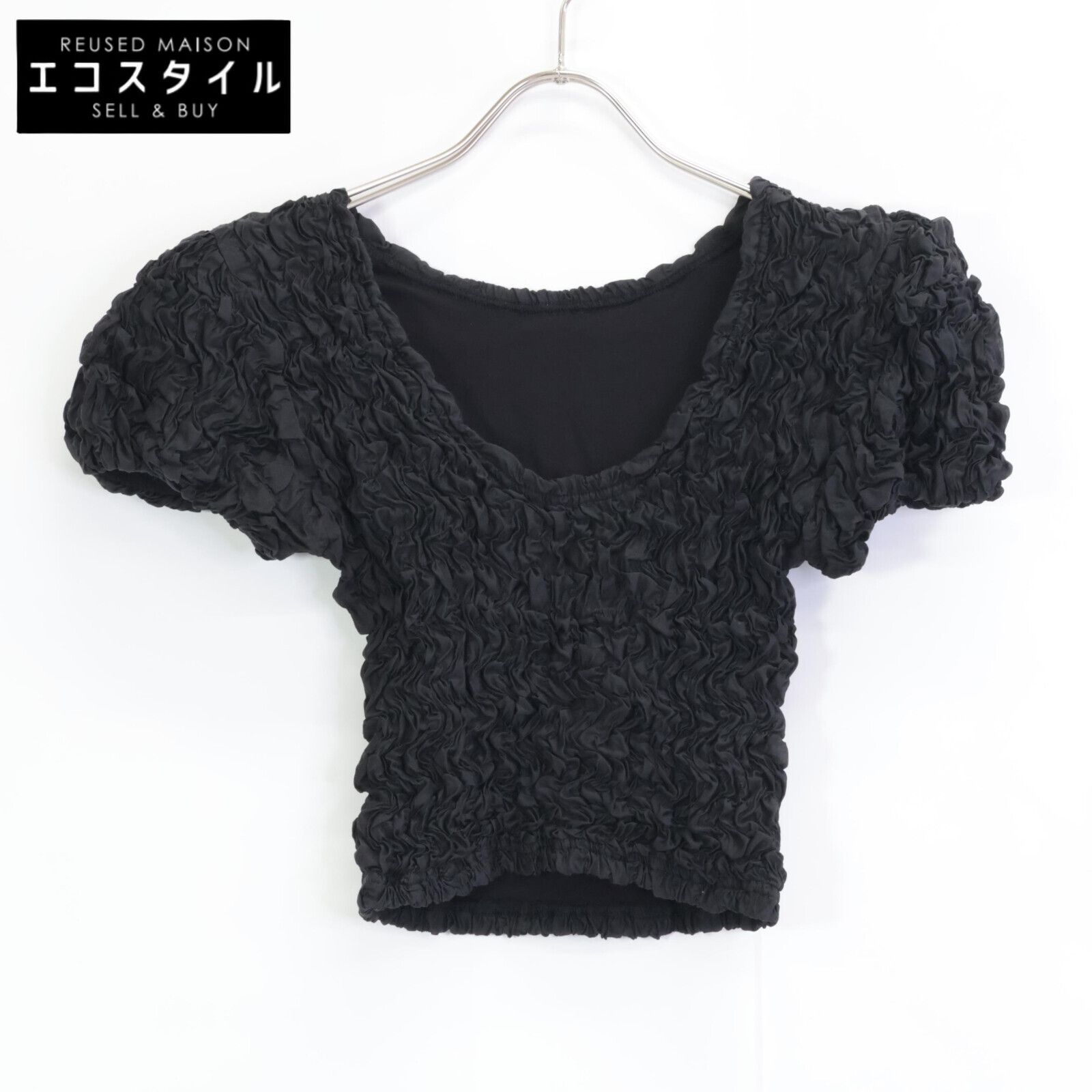 CLANE　クラネ　25SS ブラック 18105-1252 W FACE SHIRRING TOPS　1