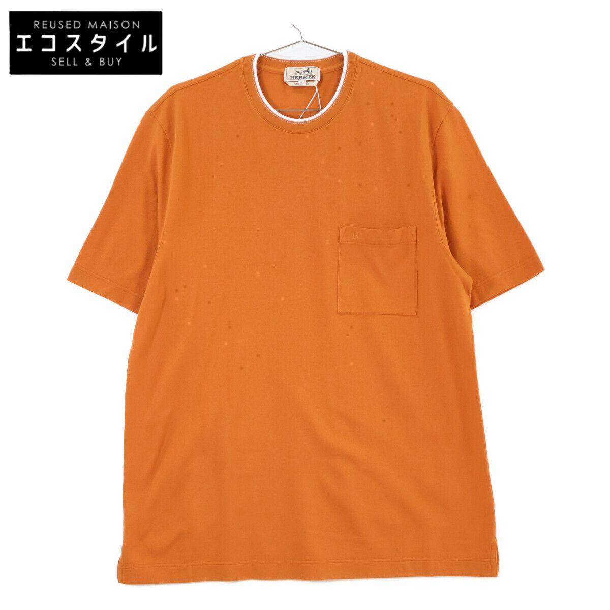 HERMES　エルメス　新品同様 467990HA サドルステッチ コットン Ｔシャツ　L