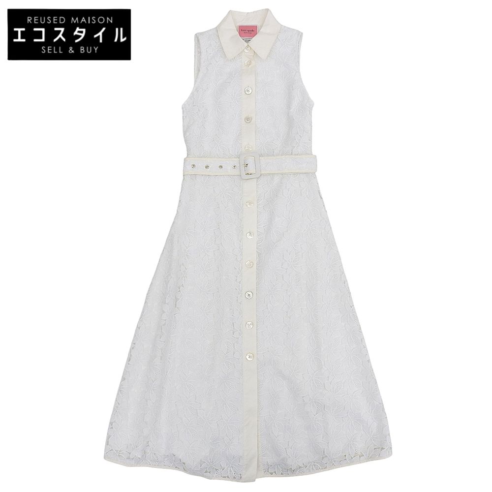 kate spade　ケイトスペード　コットン リーフ レース ドレス ワンピース レディース ホワイト 00 NJMUB136　0