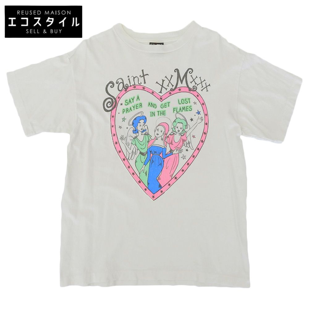 SAINT MICHAEL　セントマイケル　HEART Tシャツ コットン トップス メンズ ホワイト M 21SS SM-A21-0000-005T　M