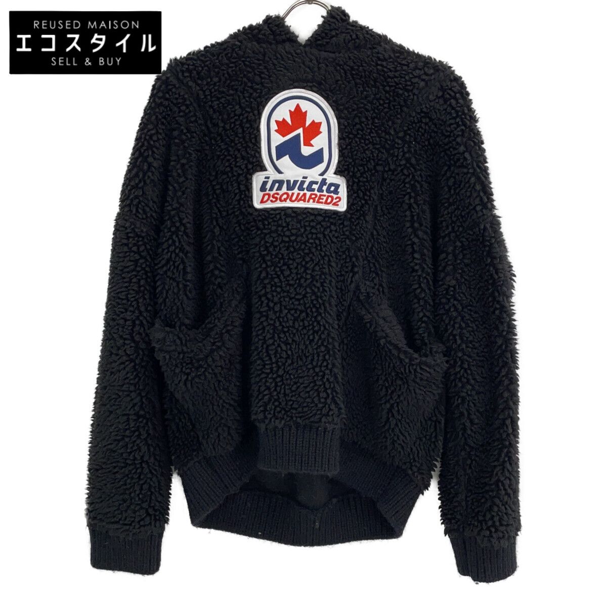 DSQUARED2　ディースクエアード　【×INVICTA】S71GU0558 22年 ブラック ボアプルオーバーパーカ　XS
