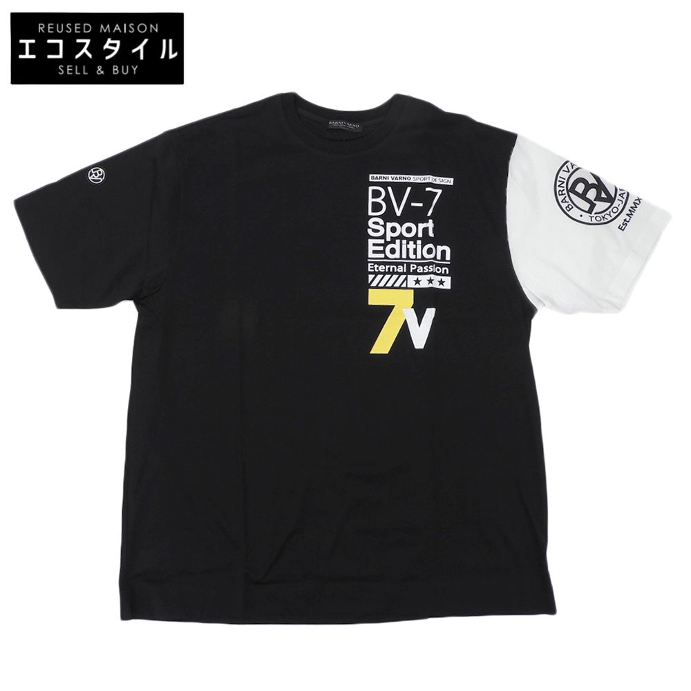 BARNI VARNO　バーニヴァーノ　新品同様 コットン プリント Tシャツ トップス メンズ ブラック LL BSS-LTH4258　LL