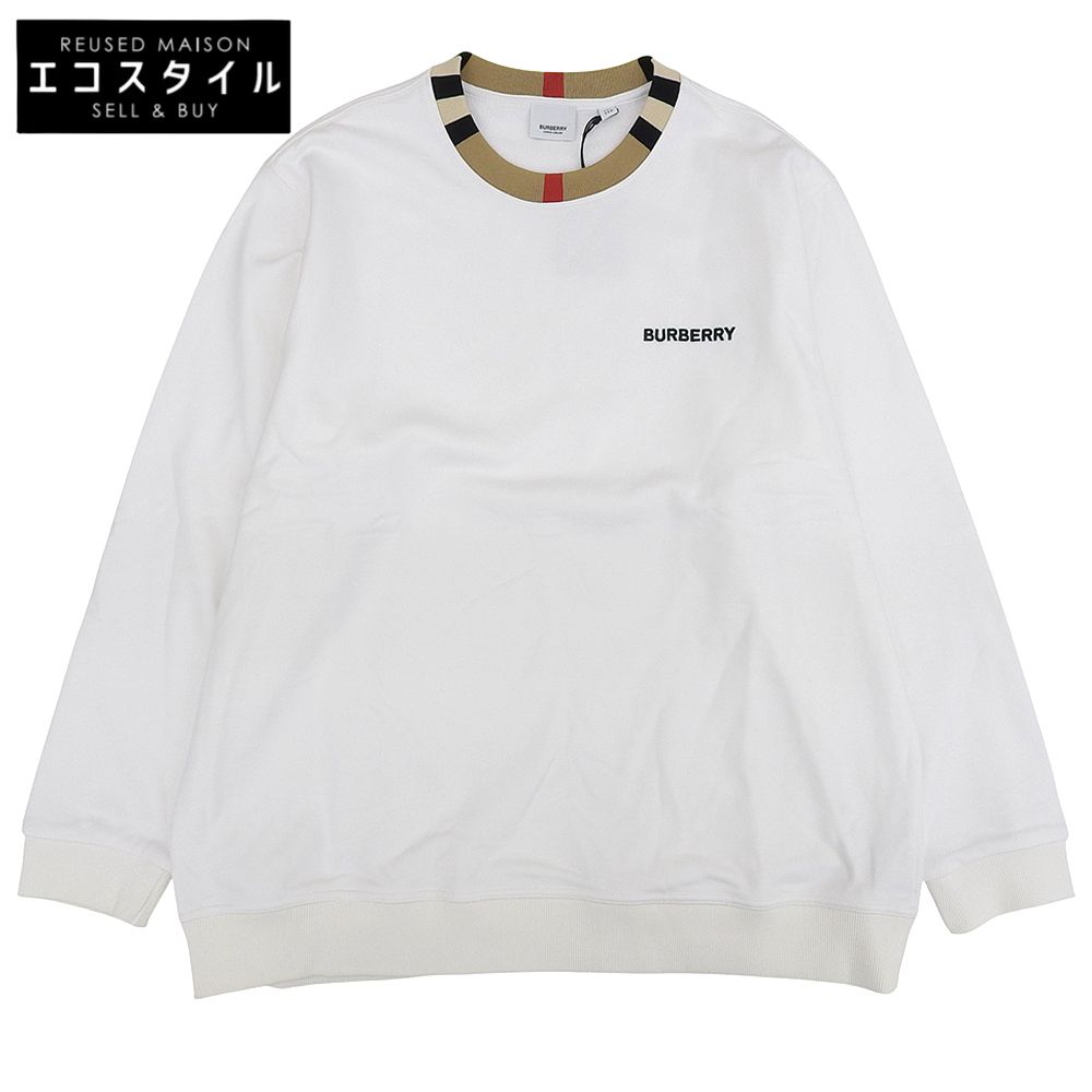 BURBERRY　バーバリー　新品同様 コットン ロゴ トレーナー トップス メンズ ホワイト XXL 8069531　XXL