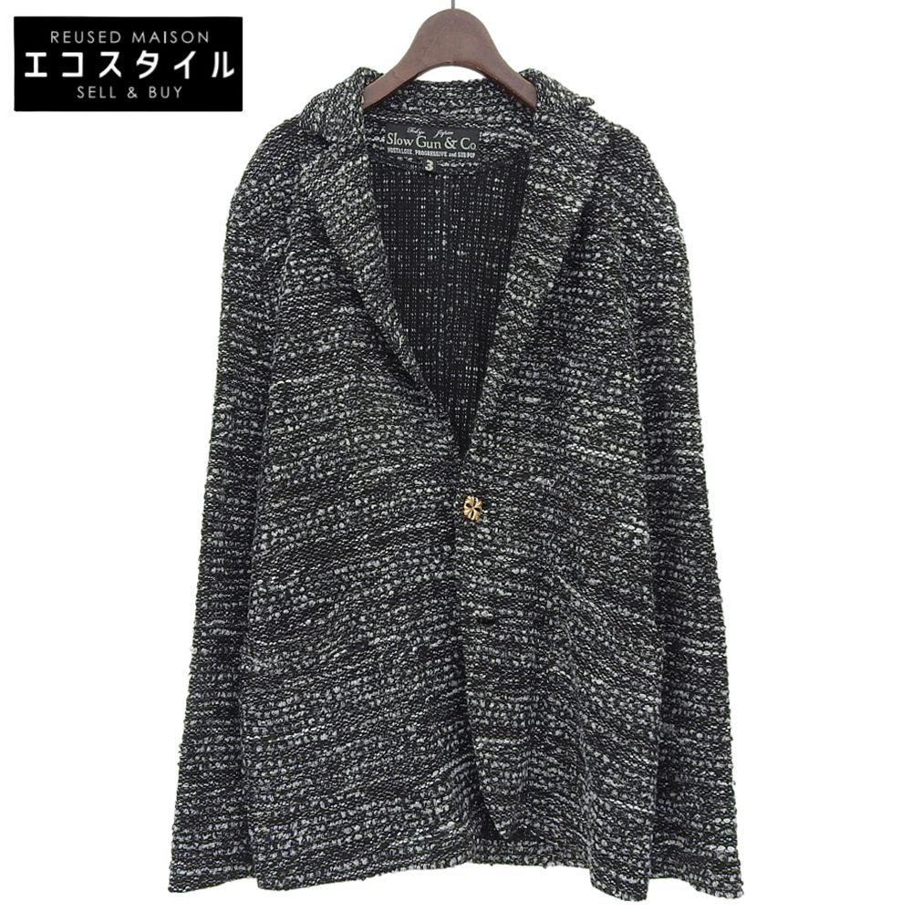 Slow Gun & Co スロウガン 美品 ウール混 ツイード ジャケット メンズ ブラック 3 3