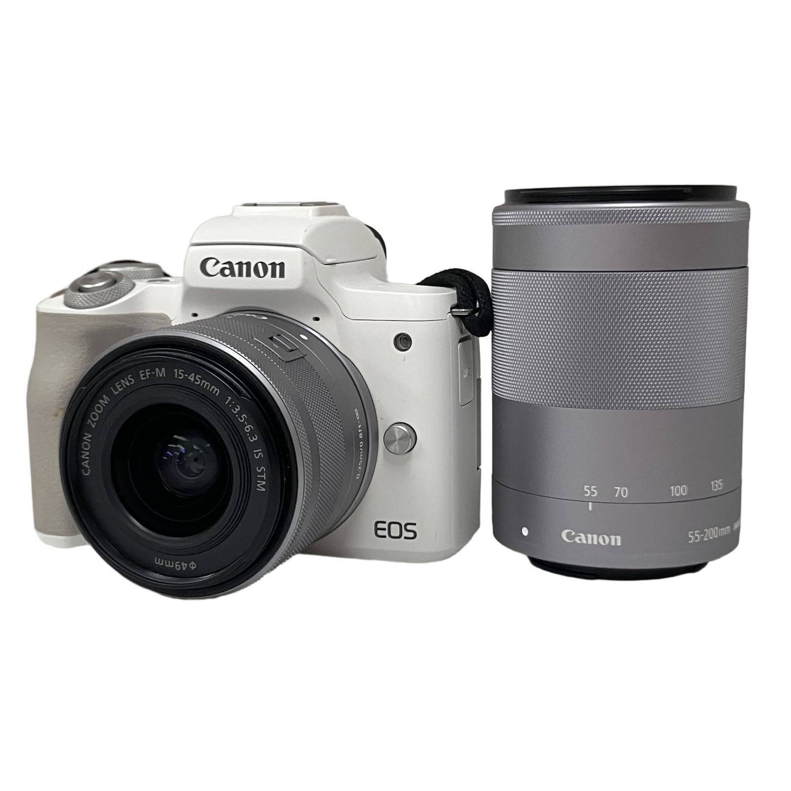 Canon EOS Kiss M2 15-45mm 55-200mm ダブルズームキット ミラーレス 一眼レフ カメラ キャノン 中古 O11267623