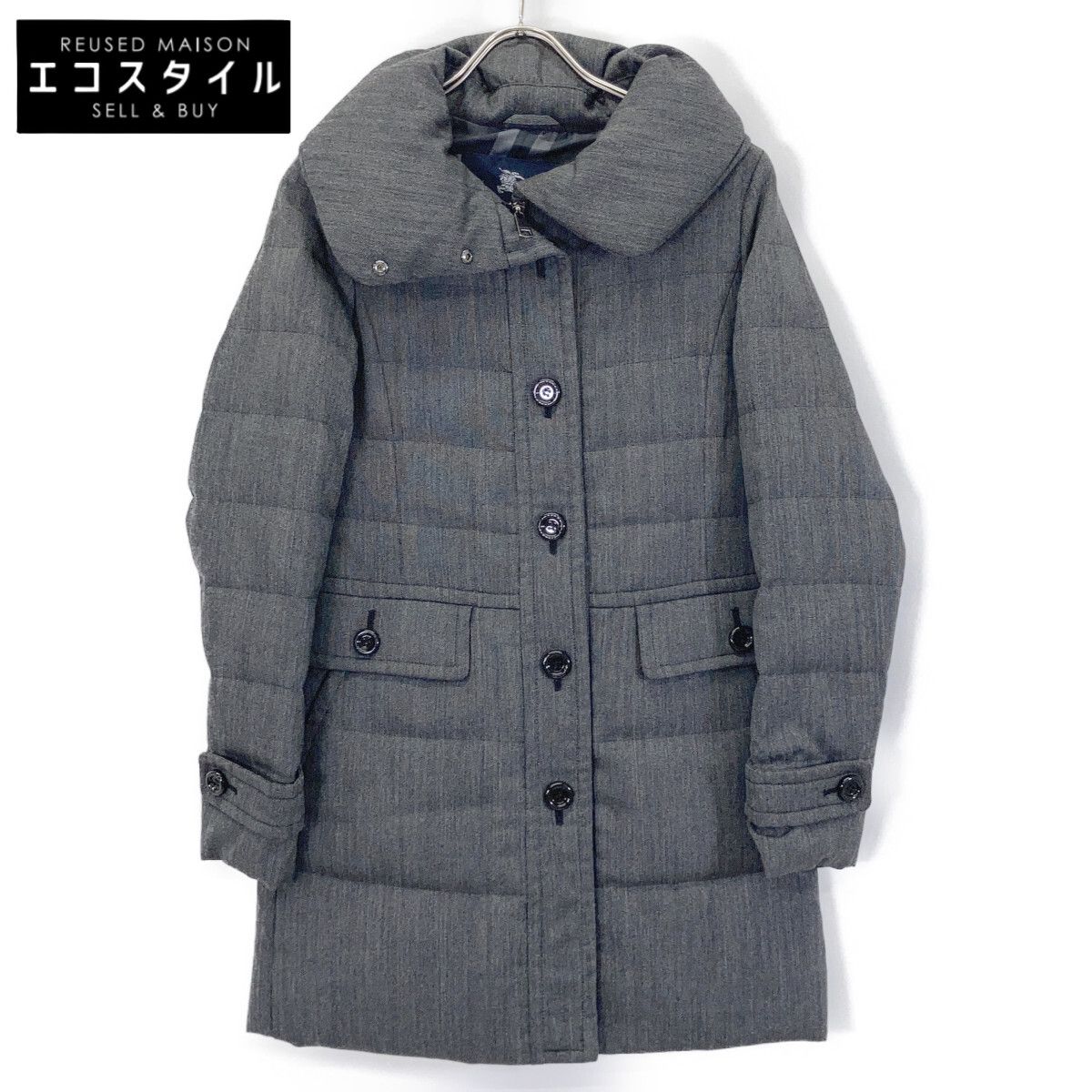 BURBERRY LONDON　バーバリーロンドン　B1C21-648 チャコール ウール100 ダウンコート　38