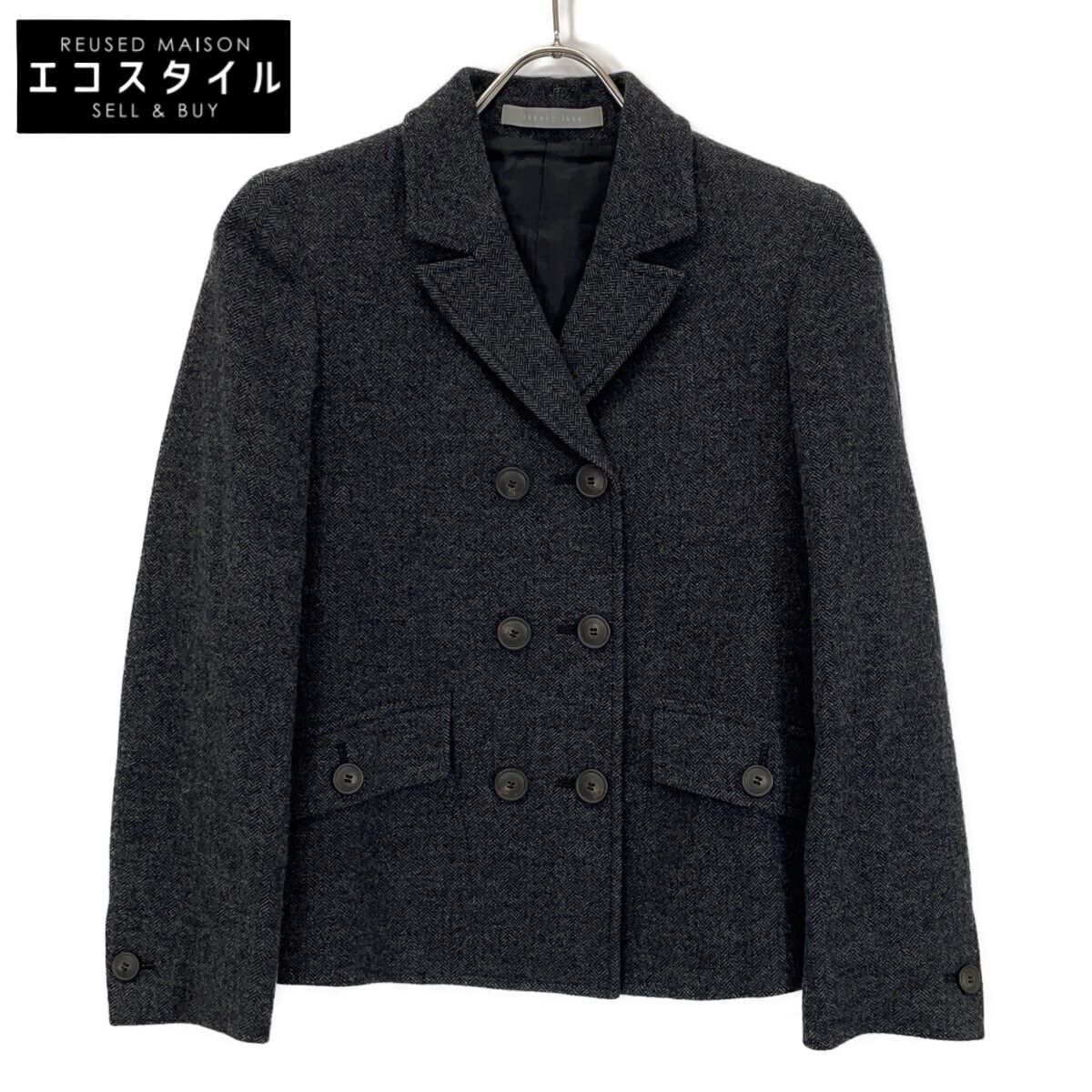 theory luxe　セオリーリュクス　24AW 03-4304118 チャコール ウール混 ダブルブレストテーラードジャケット　S32