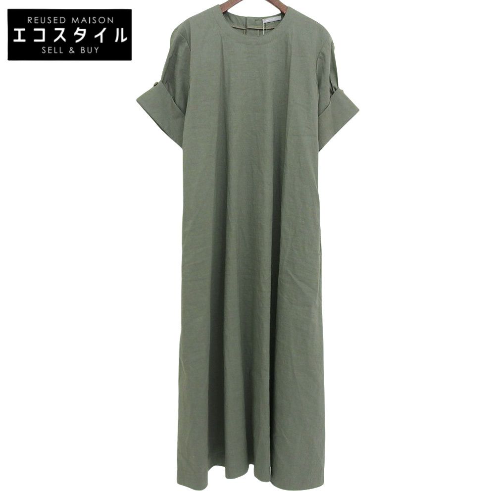 theory luxe　セオリーリュクス　未使用 APRI ECO CRUNCH WASH 半袖ワンピース レディース カーキ 38 22SS　38