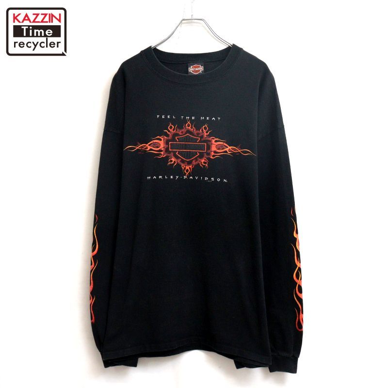 90s USA製 vintage HARLEY DAVIDSON ファイヤーパターン 長袖Tシャツ