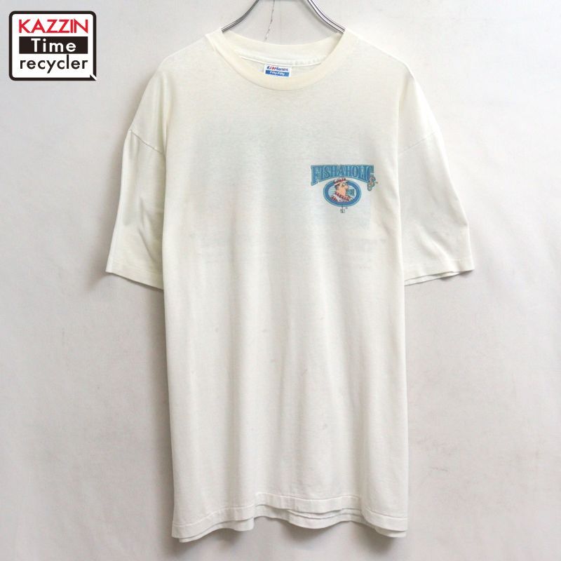 80s vintage Hanes FISHAHOLICS 半袖Ｔシャツ メンズ 表記XLサイズ