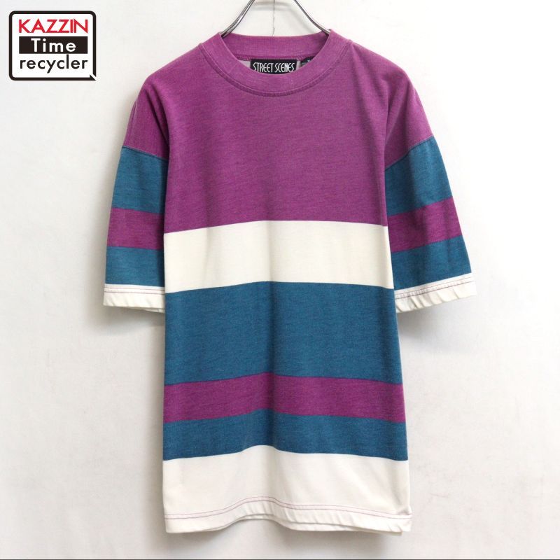 90s vintage STREET SCENES ボーダー柄 半袖Ｔシャツ メンズ 表記XLサイズ 4,640円