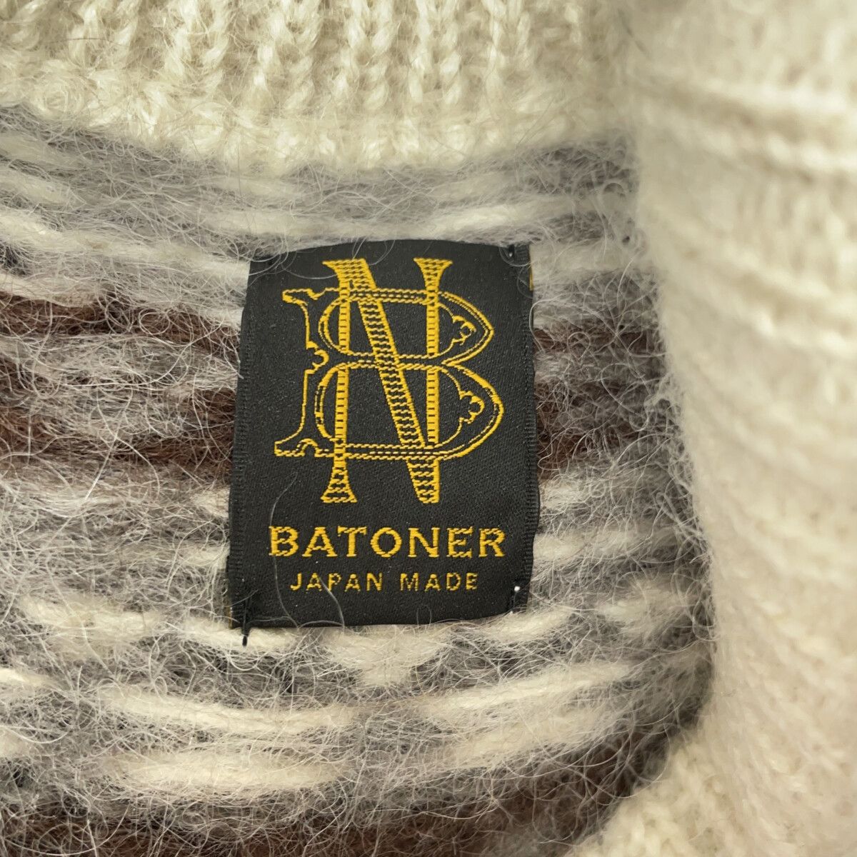 BATONER　バトナー　BN-20FM-052 アイボリー ウール混 クルーネック ノルディックモヘアニットプルオーバー　1