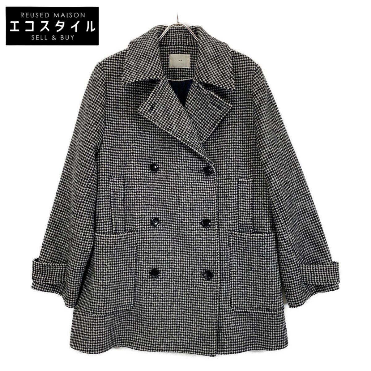 IENA　イエナ　24AW ハウンドトゥース ジーロンラムPコート　38