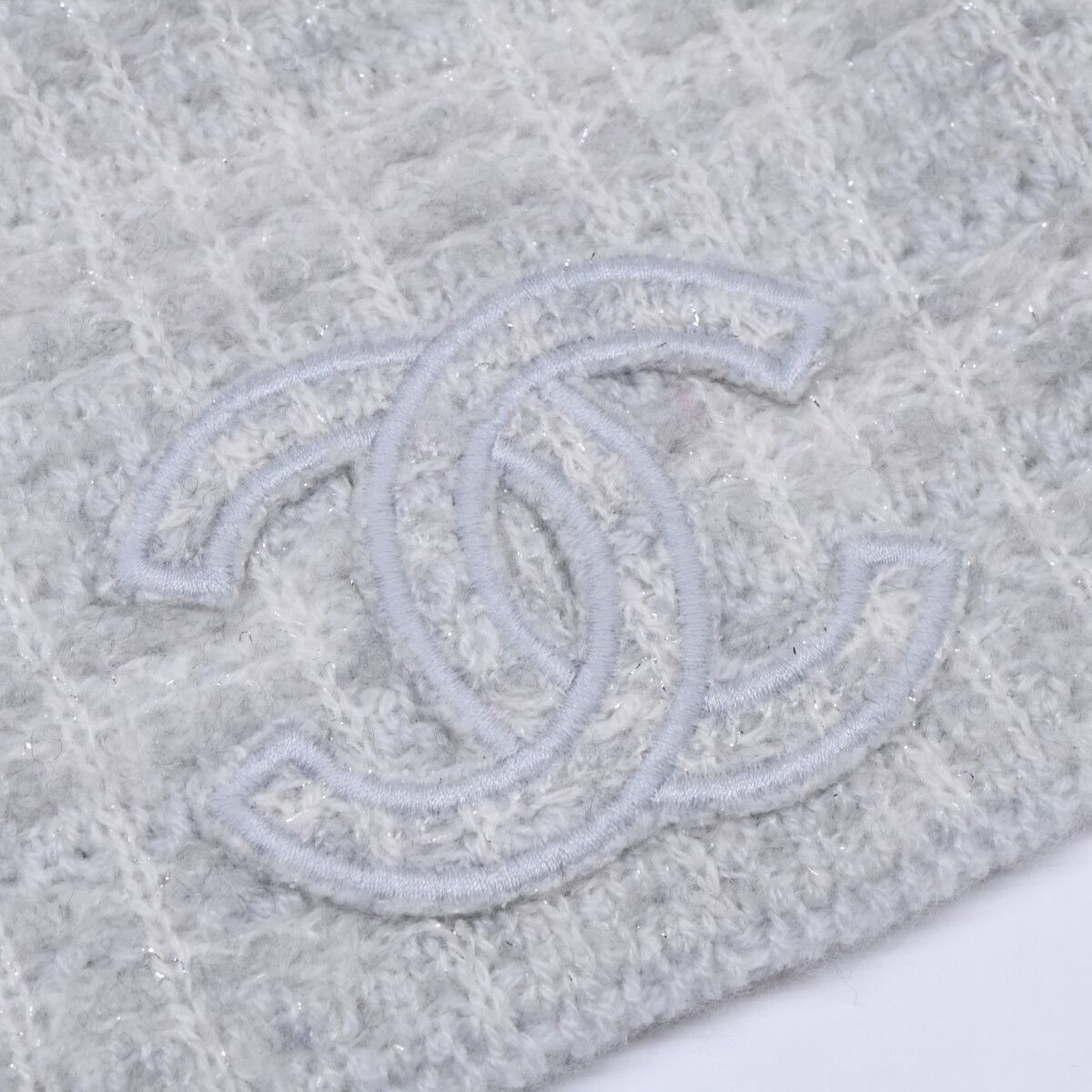 CHANEL シャネル カシミヤ×シルク ツイード ラメ ビーニー 表記無し