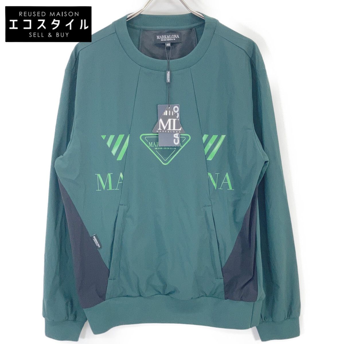 MARK&LONA　マークアンドロナ　26SS MCM-6A-AC53 グリーン REVOLUTIONAL素材 ラバーロゴ 切り替えプルオーバー　48