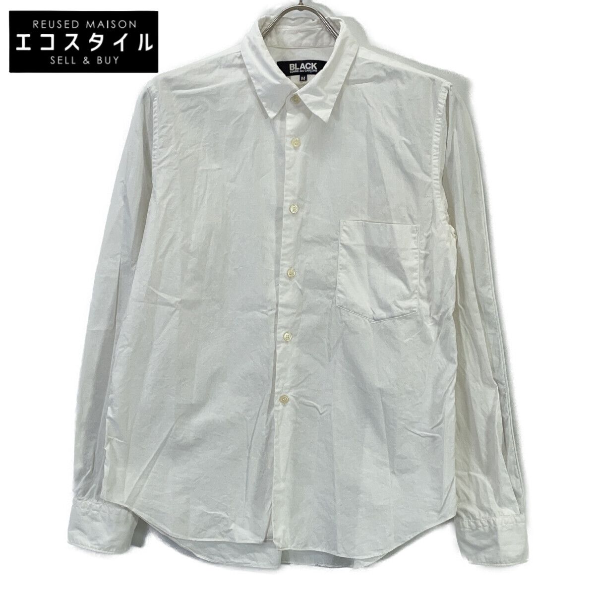 BLACKCOMMEdesGARCONS　ブラックコムデギャルソン　13SS 1K-B010 ホワイト コットン100 サイドライン L/S シャツ　M