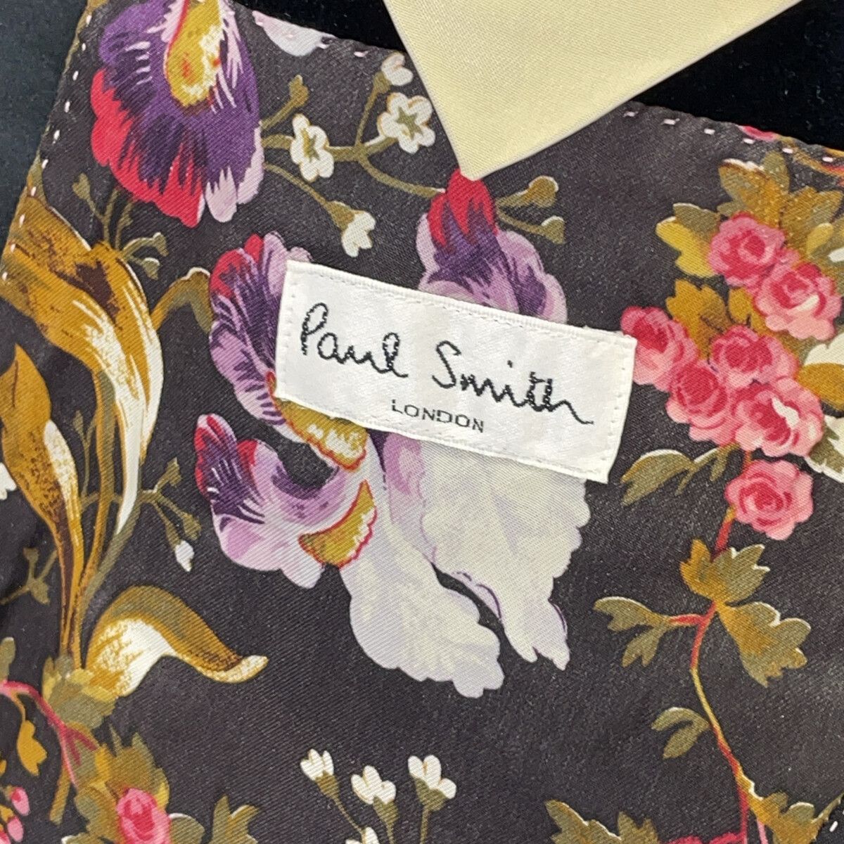 PaulSmith ポールスミス FS-ST-47631 ブラック 裏地フローラル柄 ベロア 2Bテーラードジャケット L PaulSmith ポールスミス FS-ST-47631 ブラック 裏地フローラル柄