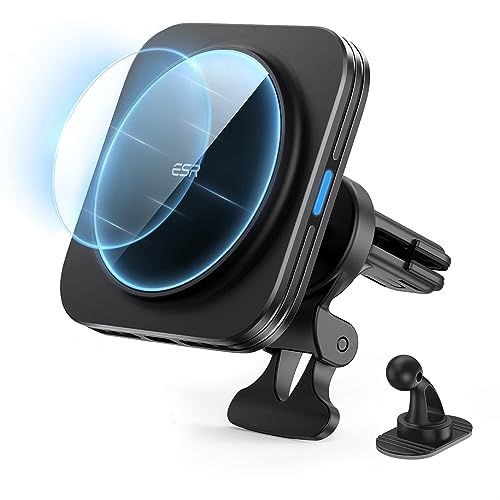ESR スマホホルダー 車 ワイヤレス充電 マグネット 高速充電 15W magsafe 車載ホルダー magsafe充電器 磁気吸着 多角度自由調節 エアコンルーバー/ダッシュボード式車載ホルダー 車 スマホスタンド iPhone 17e dce03da3