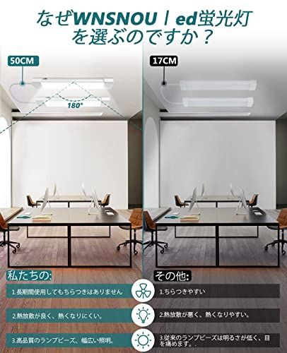 WNSNOU便利型超明るいLED蛍光灯 器具一体型 16W省エネタイプ 1700ルーメン 昼光色6500K 180°広角ledイルミネーションランプ プラグ付(43CM)送料無料 cea08a67
