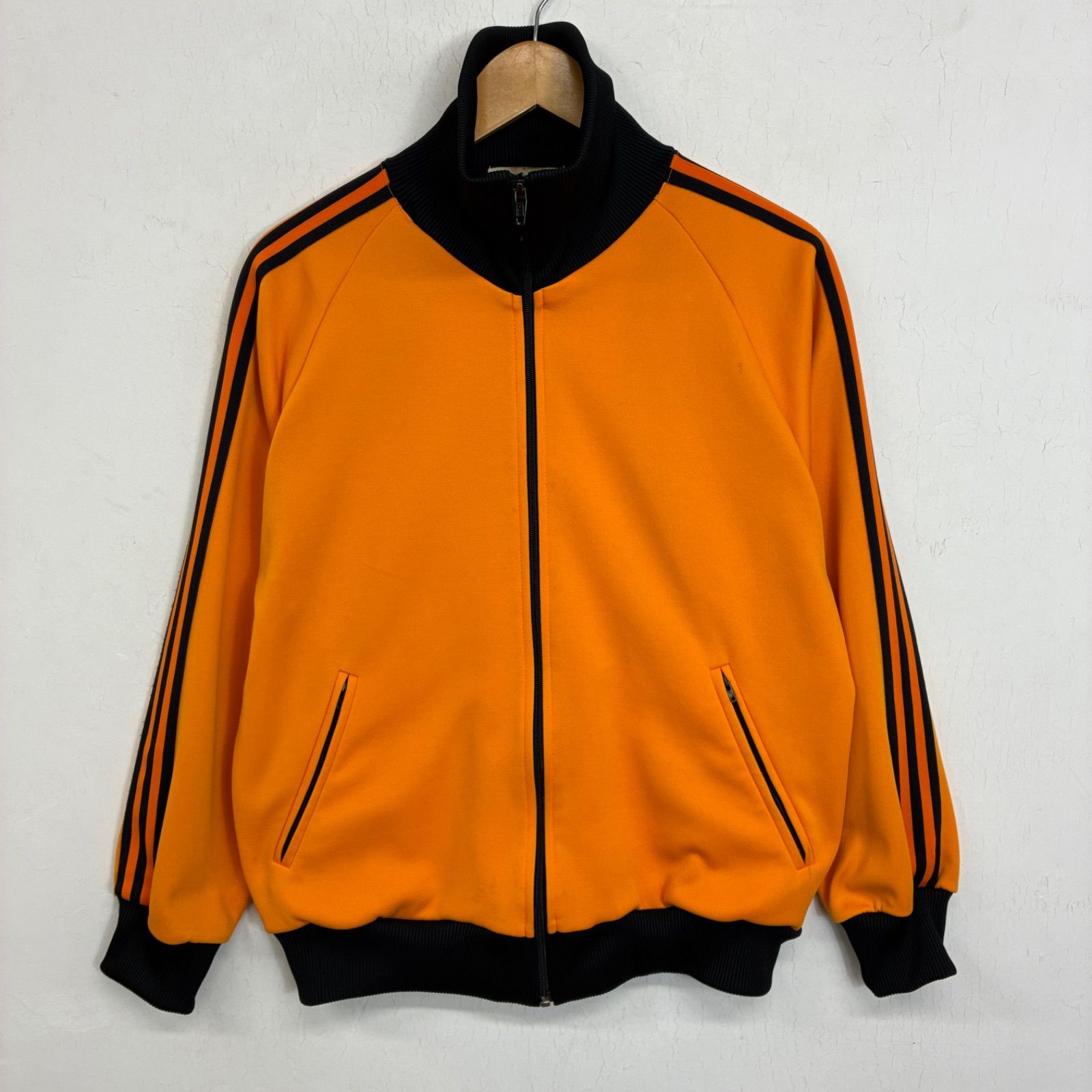 80s トラックジャケット ジャージ 三本ライン ハイネック オレンジ