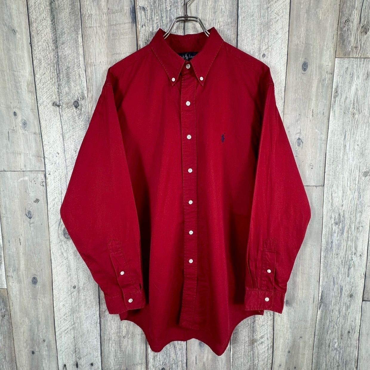 OLD Ralph Lauren 90s ラルフローレン レッド 長袖 BD ボタンダウン コットン シャツ