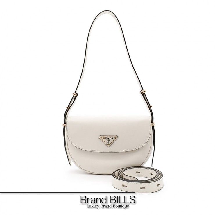未使用品 PRADA プラダ アーケ レザー ショルダーバッグ ワンショルダーバッグ 2wayバッグ 1BD365 ソフトレザー BIANCO レディース