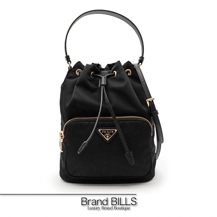 未使用品 PRADA プラダ デュエット Re-Nylon バケットバッグ 2wayバッグ 1BH038 リナイロン サフィアーノ ブラック レディース