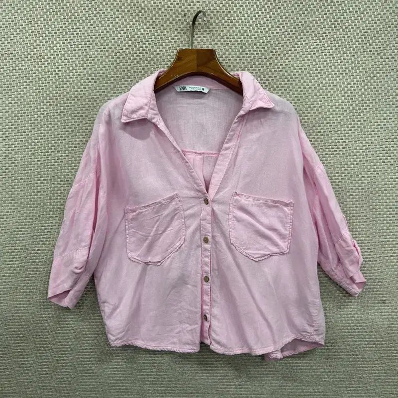 ザラ ZARA リネン 半袖 シャツ M D02741
