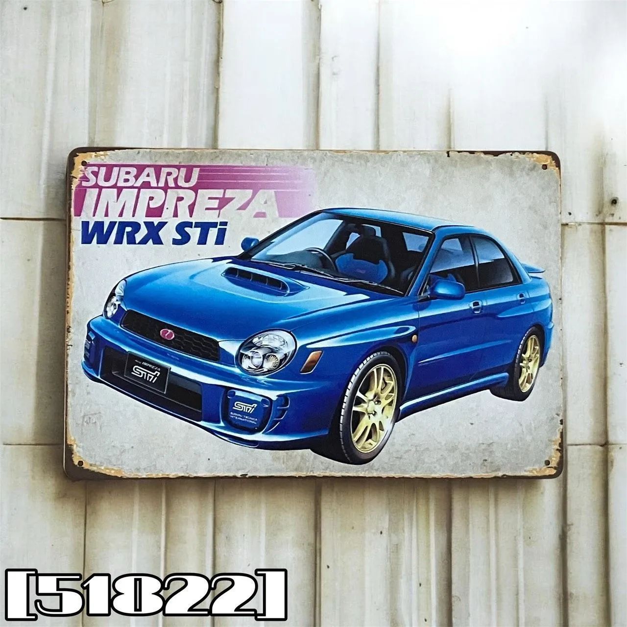 51822］ブリキ看板 スバル SUBARU 富士重工業 WRX インプレッサ S4 STI
