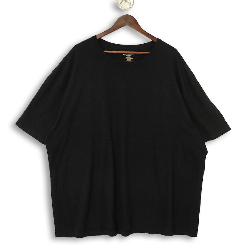 大きいサイズ メンズUS-4XL ポロラルフローレン クルーネック半袖Tシャツ 裾ポニー刺繍 ブラック Polo Ralph Lauren hsc-1155n