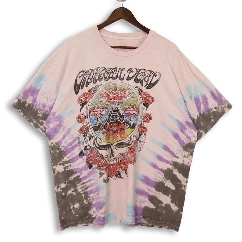 メンズUS-2XLサイズ グレイトフルデッド タイダイ染め半袖プリントTシャツ デッドベア Grateful Dead Steal Your Face ロック hsc-1178n