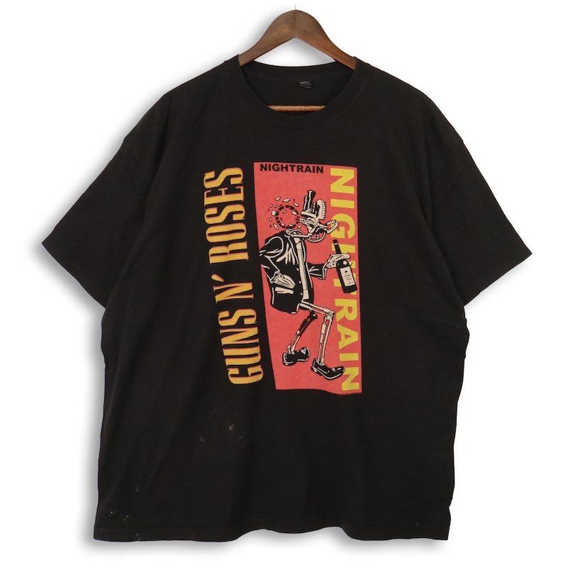 メンズUS-XXLサイズ ガンズアンドローゼス 半袖プリントTシャツ ブラック Tultex GUNS N' ROSES ハードロック バンド hsc-1230n