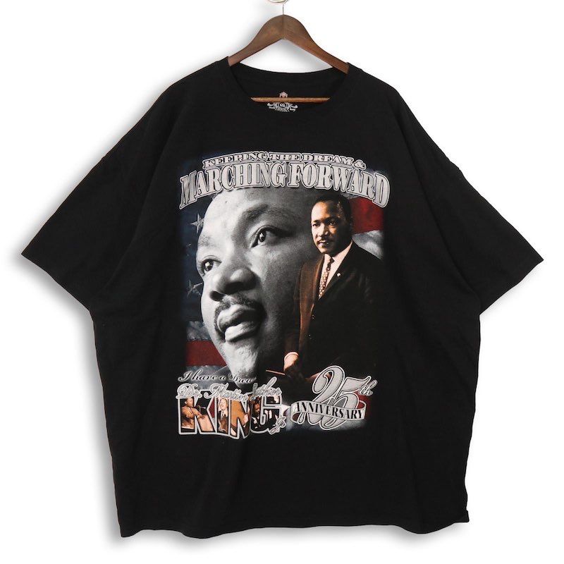 特大 超大きいサイズ メンズUS-4XLサイズ bigdaddy クルーネック 半袖プリントTシャツ キング牧師 ブラック 胸囲約162cm 偉人 hsc-1236n