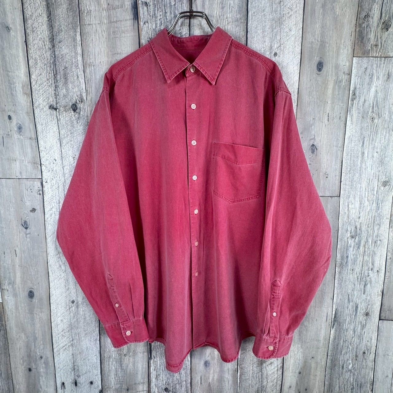 OLD J.CREW 巨人タグ 90s ジェイクルー ピンク 長袖 コットン シャツ メンズ L サイズ