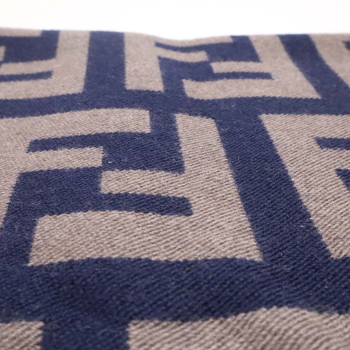 FENDI フェンディ マフラー ズッカ柄 ネイビー/ブラウン 服飾小物