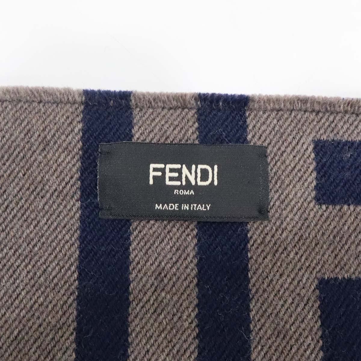 FENDI フェンディ マフラー ズッカ柄 ネイビー/ブラウン 服飾小物